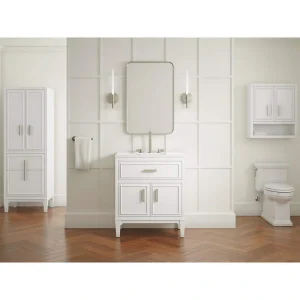 KOHLER Southerk 30.43in. Single Sink Freestanding White Bath Vanity with White Quartz Top Assembled