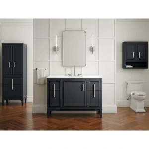 KOHLER Southerk 48.43in. Single Sink Freestanding Slate Grey Bath Vanity with White Quartz Top Assembled