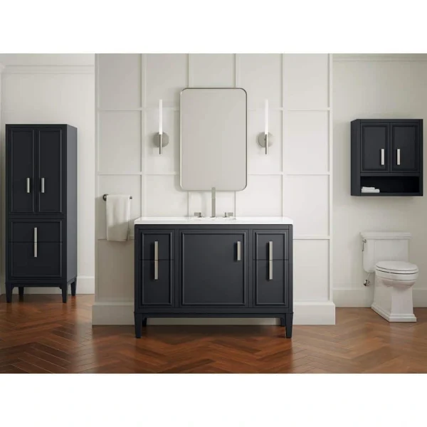 KOHLER Southerk 48.43in. Single Sink Freestanding Slate Grey Bath Vanity with White Quartz Top Assembled