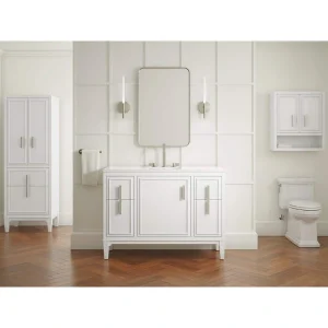 KOHLER Southerk 48.43in. Single Sink Freestanding White Bath Vanity with White Quartz Top Assembled