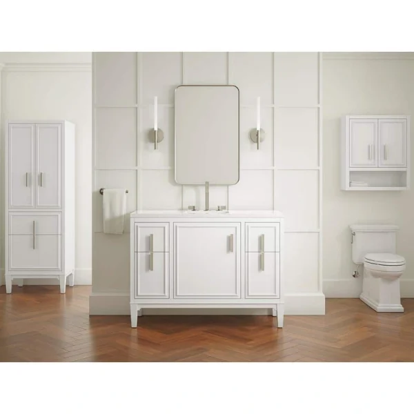 KOHLER Southerk 48.43in. Single Sink Freestanding White Bath Vanity with White Quartz Top Assembled