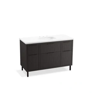 KOHLER Spacity 47.99in. Single Sink Floating Dark Steel Bath Vanity with White Quartz Top Assembled