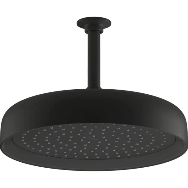 KOHLER Statement 1-Spray Patterns with 2.5 GPM 10 in. Wall Mount Fixed Shower Head in Matte Black T726938828