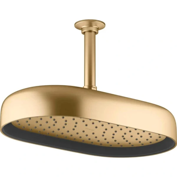 KOHLER Statement 1-Spray Patterns with 2.5 GPM 12 in. Wall Mount Fixed Shower Head in Vibrant Brushed Moderne Brass T726938694