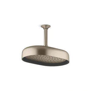 KOHLER Statement Oblong 1-Spray Patterns 2.5 GPM 12 in. Ceiling Mount Rainhead Fixed Shower Head in Vibrant Brushed Bronze