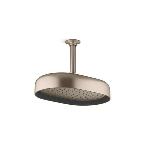 KOHLER Statement Oblong 1-Spray Patterns 2.5 GPM 12 in. Ceiling Mount Rainhead Fixed Shower Head in Vibrant Brushed Bronze