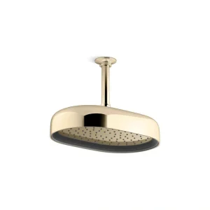 KOHLER Statement Oblong 1-Spray Patterns 2.5 GPM 12 in. Ceiling Mount Rainhead Fixed Shower Head in Vibrant French Gold