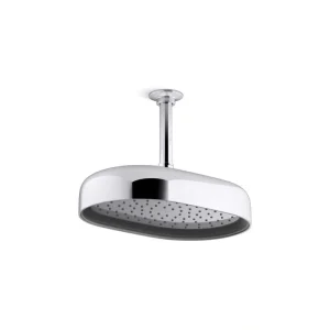 KOHLER Statement Oblong 1-Spray Patterns 2.5 GPM 12 in. Ceiling Mount Rainhead Fixed Shower Head in Vibrant Polished Nickel