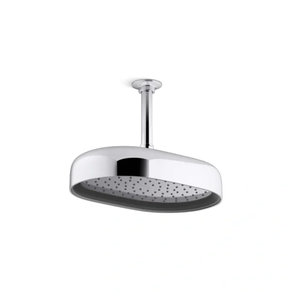 KOHLER Statement Oblong 1-Spray Patterns 2.5 GPM 12 in. Ceiling Mount Rainhead Fixed Shower Head in Vibrant Polished Nickel