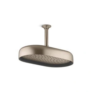 KOHLER Statement Oblong 1-Spray Patterns 2.5 GPM 14 in. Ceiling Mount Rainhead Fixed Shower Head in Vibrant Brushed Bronze