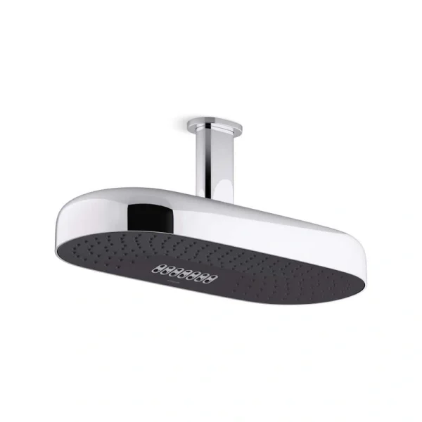KOHLER Statement Oblong 2-Spray Patterns 2.5 GPM 18 in. Ceiling Mount Rainhead Fixed Shower Head in Vibrant Polished Nickel