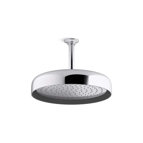 KOHLER Statement Round 1-Spray Patterns 1.75 GPM 12 in. Ceiling Mount Rainhead Fixed Shower Head in Vibrant Polished Nickel