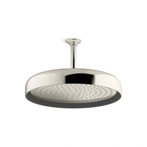 KOHLER Statement Round 1-Spray Patterns 2.5 GPM 14 in. Ceiling Mount Rainhead Fixed Shower Head in Vibrant Polished Nickel