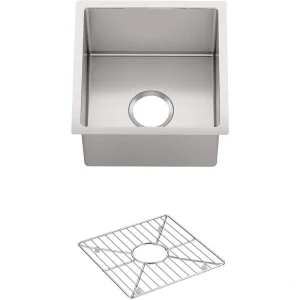 KOHLER Strive 18 Gauge Stainless Steel 15 in. Undermount Bar Sink with Bowl Rack