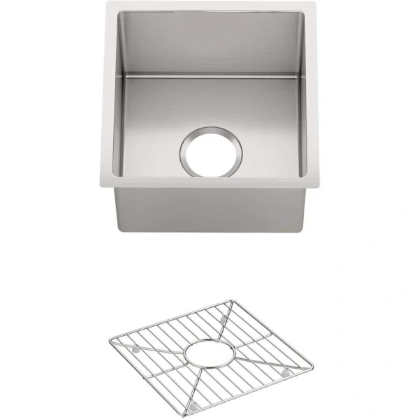 KOHLER Strive 18 Gauge Stainless Steel 15 in. Undermount Bar Sink with Bowl Rack