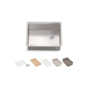 KOHLER Strive 23 in. Undermount Single Bowl Stainless Steel Workstation Kitchen Sink