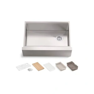 KOHLER Strive 29-1/2 in. Undermount Single Bowl Stainless Steel Workstation Kitchen Sink