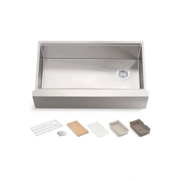KOHLER Strive 35-1/2 in. Undermount Single Bowl Stainless Steel Workstation Kitchen Sink