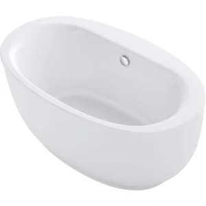 KOHLER Sunstruck 60 in. x 34 in. Soaking Bathtub with Center Drain in White