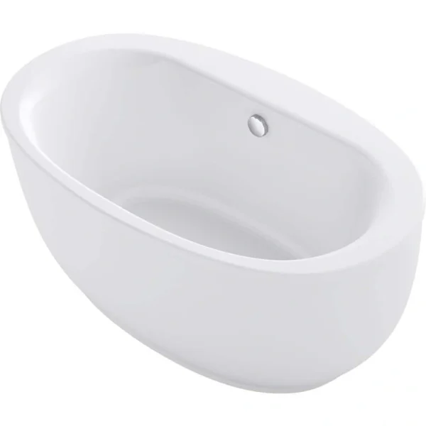 KOHLER Sunstruck 60 in. x 34 in. Soaking Bathtub with Center Drain in White