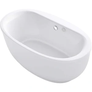 KOHLER Sunstruck 66 in. Acrylic Flatbottom Air Bath Bathtub with Fluted Shroud in White