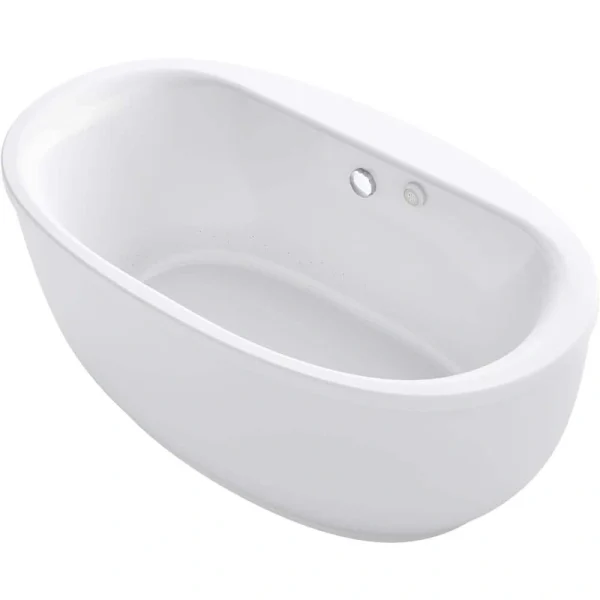 KOHLER Sunstruck 66 in. Acrylic Flatbottom Air Bath Bathtub with Fluted Shroud in White