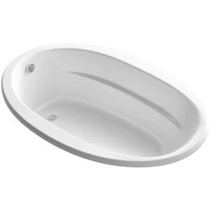 KOHLER Sunward 66 in. x 42 in. Oval Soaking Bathtub with Left-Hand Drain in White