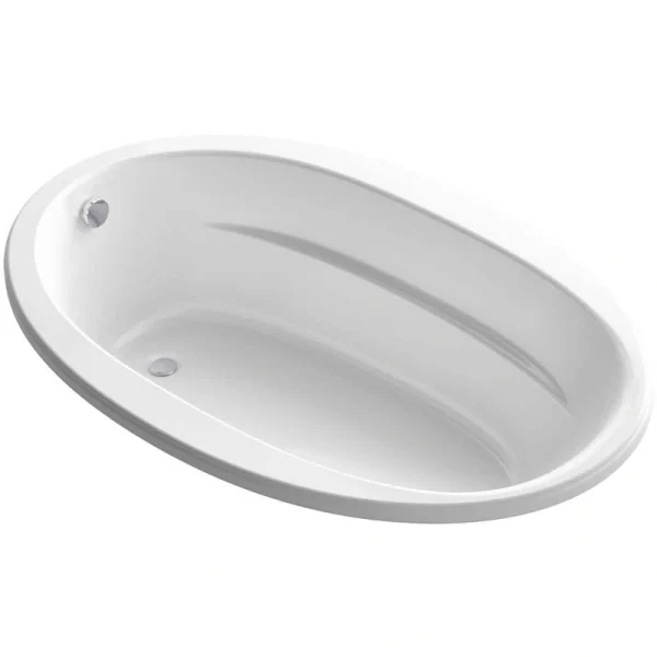KOHLER Sunward 66 in. x 42 in. Oval Soaking Bathtub with Left-Hand Drain in White