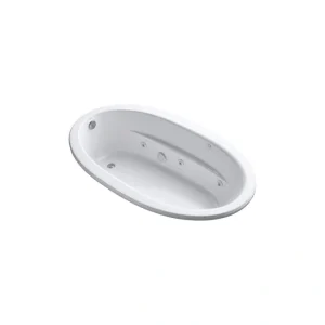 KOHLER Sunward 72 in. Oval Drop-in Whirlpool Bathtub in White T726938017