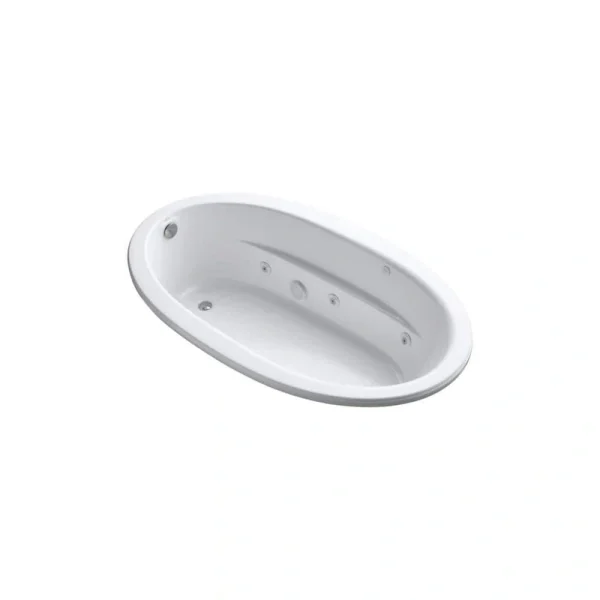KOHLER Sunward 72 in. Oval Drop-in Whirlpool Bathtub in White T726938017