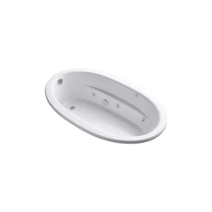 KOHLER Sunward 72 in. Oval Drop-in Whirlpool Bathtub in White with Heater