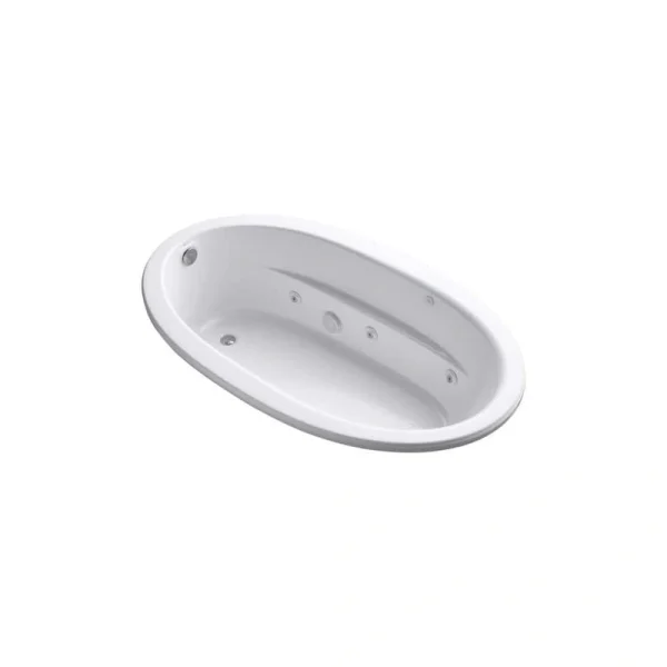 KOHLER Sunward 72 in. Oval Drop-in Whirlpool Bathtub in White with Heater