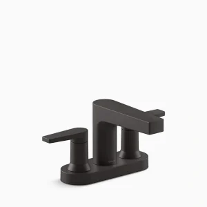 KOHLER Taut 4 in. Centerset Double Handle Bathroom Sink Faucet in Matte Black