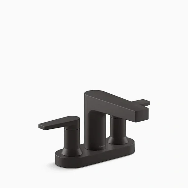 KOHLER Taut 4 in. Centerset Double Handle Bathroom Sink Faucet in Matte Black