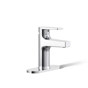 KOHLER Taut Single Handle Single-Hole 1.2 GPM Bathroom Sink Faucet with Escutcheon in Polished Chrome