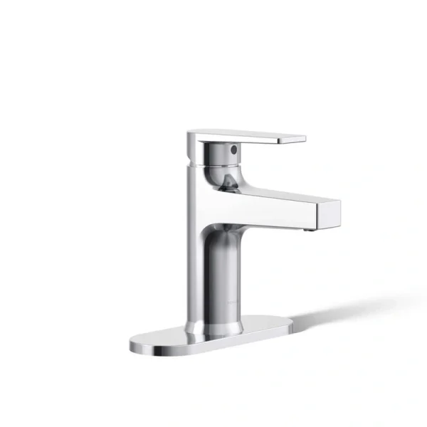 KOHLER Taut Single Handle Single-Hole 1.2 GPM Bathroom Sink Faucet with Escutcheon in Polished Chrome