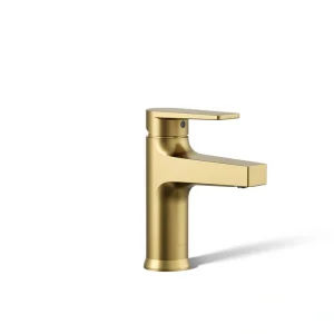 KOHLER Taut Single Handle Single Hole Bathroom Faucet in Vibrant Brushed Moderne Brass