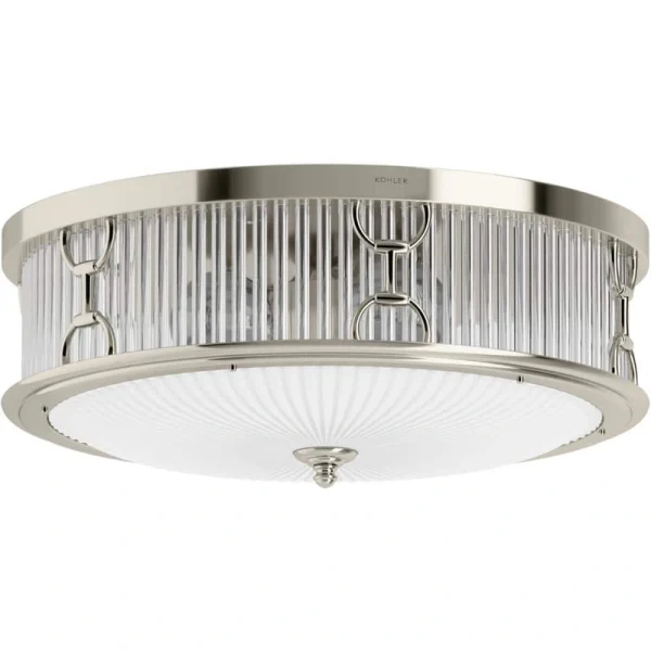 KOHLER Terret 15 in. 3-Light Vibrant Polished Nickel Flush Mount