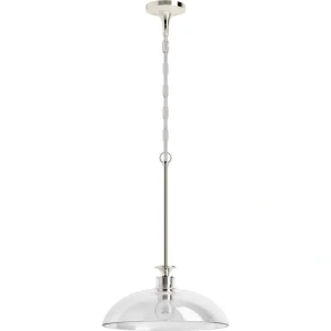 KOHLER Tone 1 Light Pendant Lighting Fixture for Kitchen Island, Polished Nickel, 6′ Adjustable Cord Length