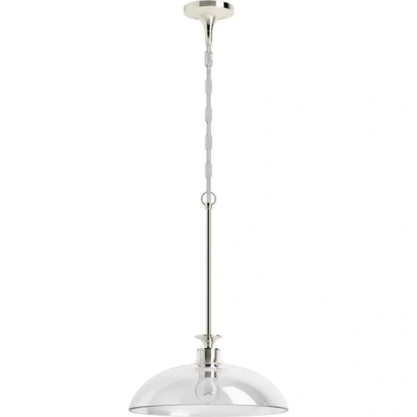 KOHLER Tone 1 Light Pendant Lighting Fixture for Kitchen Island, Polished Nickel, 6′ Adjustable Cord Length