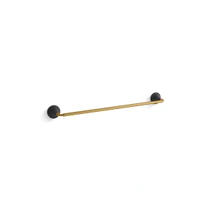 KOHLER Tone 24 in. Single Towel Bar in Matte Black with Moderne Brass