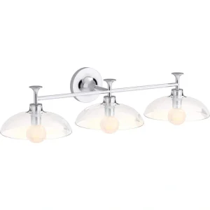 KOHLER Tone 3 Light Polished Chrome Indoor Bathroom Vanity Light Fixture, UL Listed