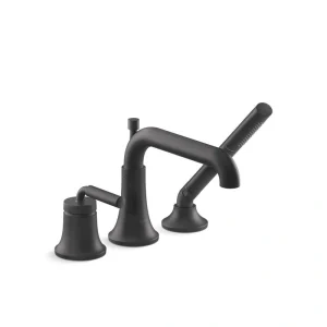 KOHLER Tone Single-Handle Deck-Mount Roman Tub Faucet with Handshower in Matte Black