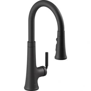 KOHLER Tone Single Handle Pull Down Sprayer Kitchen Faucet in Matte Black