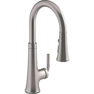 KOHLER Tone Single Handle Pull Down Sprayer Kitchen Faucet in Vibrant Stainless T726939352