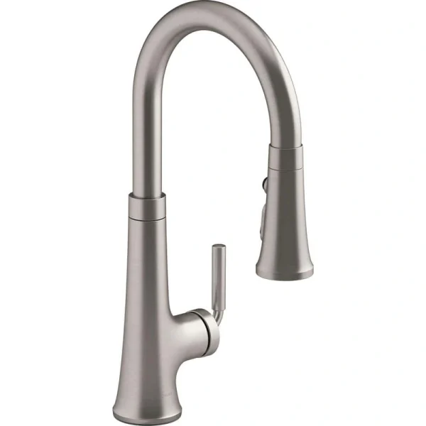KOHLER Tone Single Handle Pull Down Sprayer Kitchen Faucet in Vibrant Stainless T726939439
