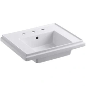 KOHLER Tresham 24 in. W x 7.3125 in. D Pedestal Sink Basin in White