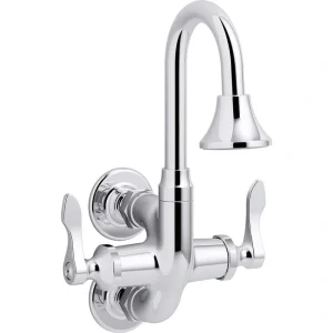 KOHLER Triton Bowe Cannock 1.2 GPM 2-Handle Wall Mount Bathroom Faucet, Drain Not Included in Polished Chrome T726940130