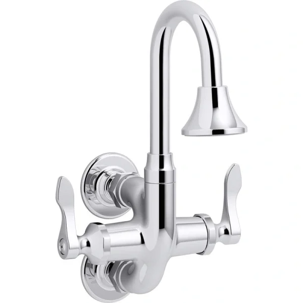 KOHLER Triton Bowe Cannock 1.2 GPM 2-Handle Wall Mount Bathroom Faucet, Drain Not Included in Polished Chrome T726940177
