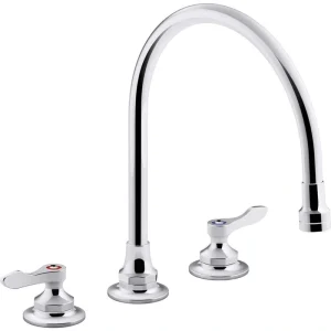 KOHLER Triton Bowe Double Handle Standard Kitchen Faucet with Aerated Flow in Polished Chrome